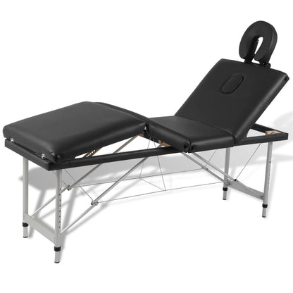 Massagetafel Met 4 Zones Inklapbaar Aluminum Frame Zwart