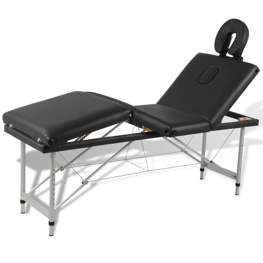 Massagetafel Met 4 Zones Inklapbaar Aluminum Frame Zwart