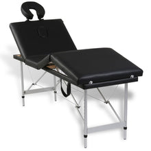 Massagetafel Met 4 Zones Inklapbaar Aluminum Frame Zwart