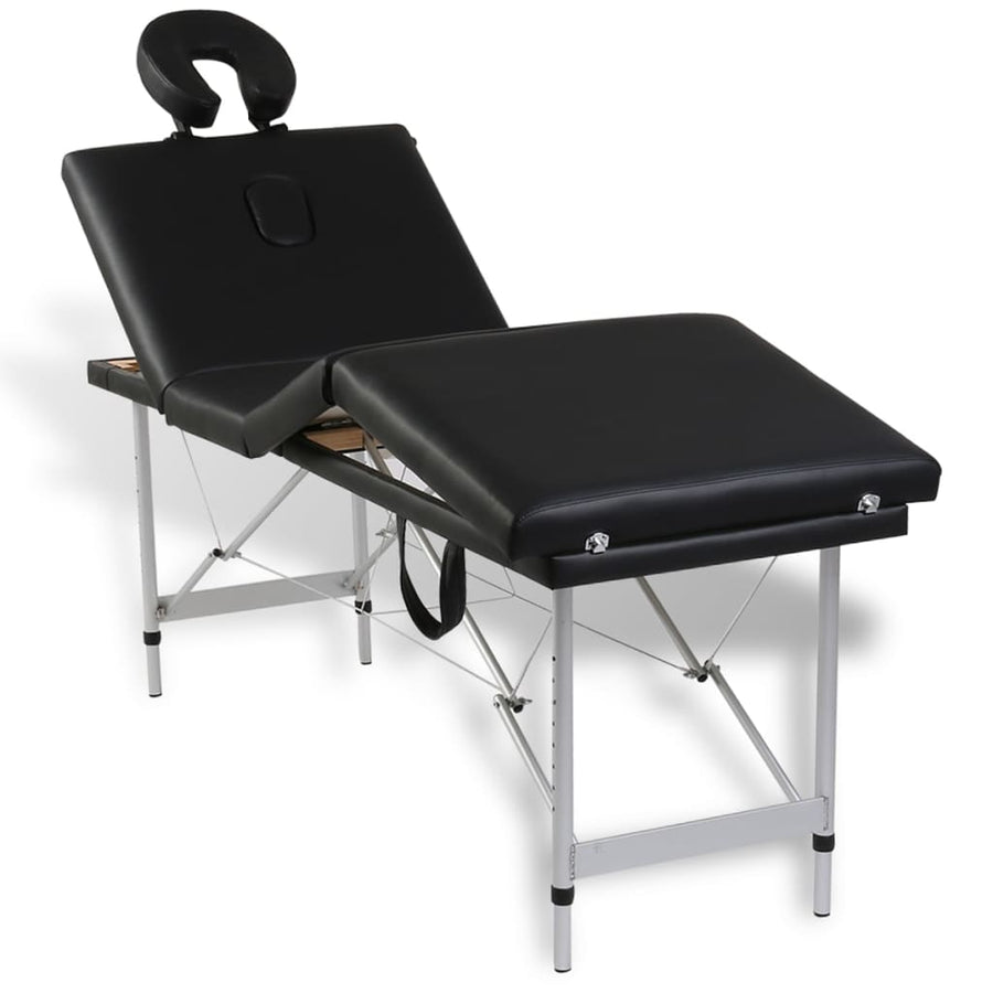Massagetafel Met 4 Zones Inklapbaar Aluminum Frame Zwart