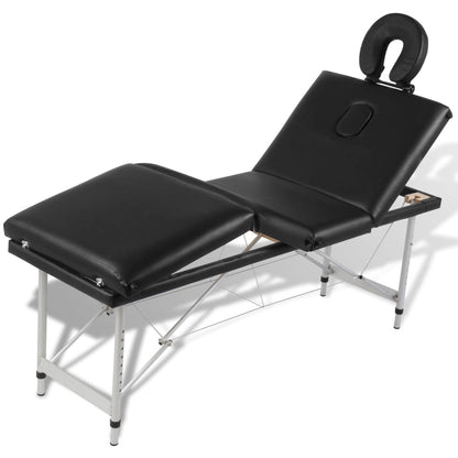 Massagetafel Met 4 Zones Inklapbaar Aluminum Frame Zwart
