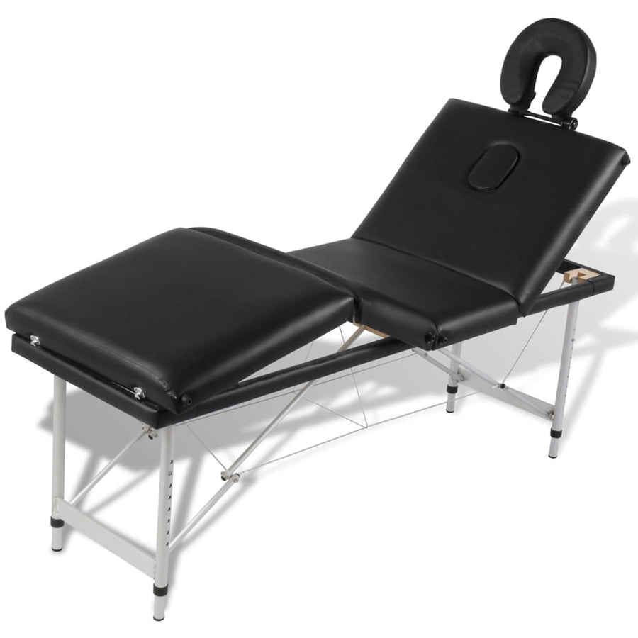 Massagetafel Met 4 Zones Inklapbaar Aluminum Frame Zwart