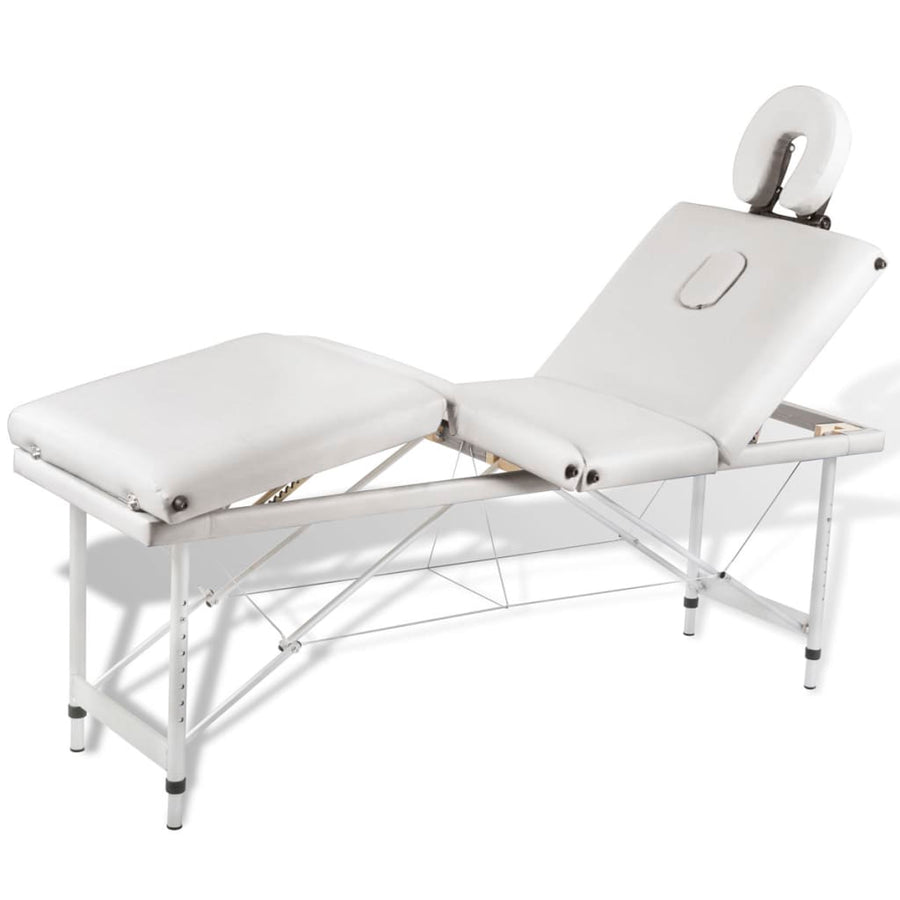 Massagetafel Inklapbaar Met Aluminium Frame (Vier Delen / ) Crèmewit