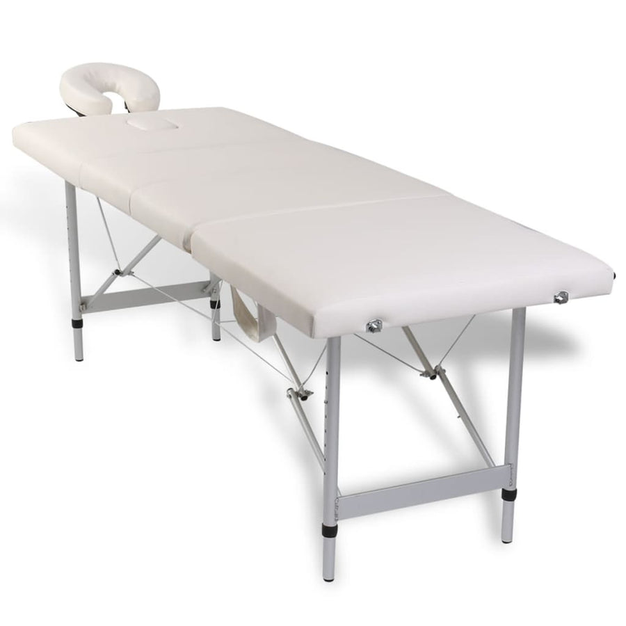 Massagetafel Inklapbaar Met Aluminium Frame (Vier Delen / ) Crèmewit