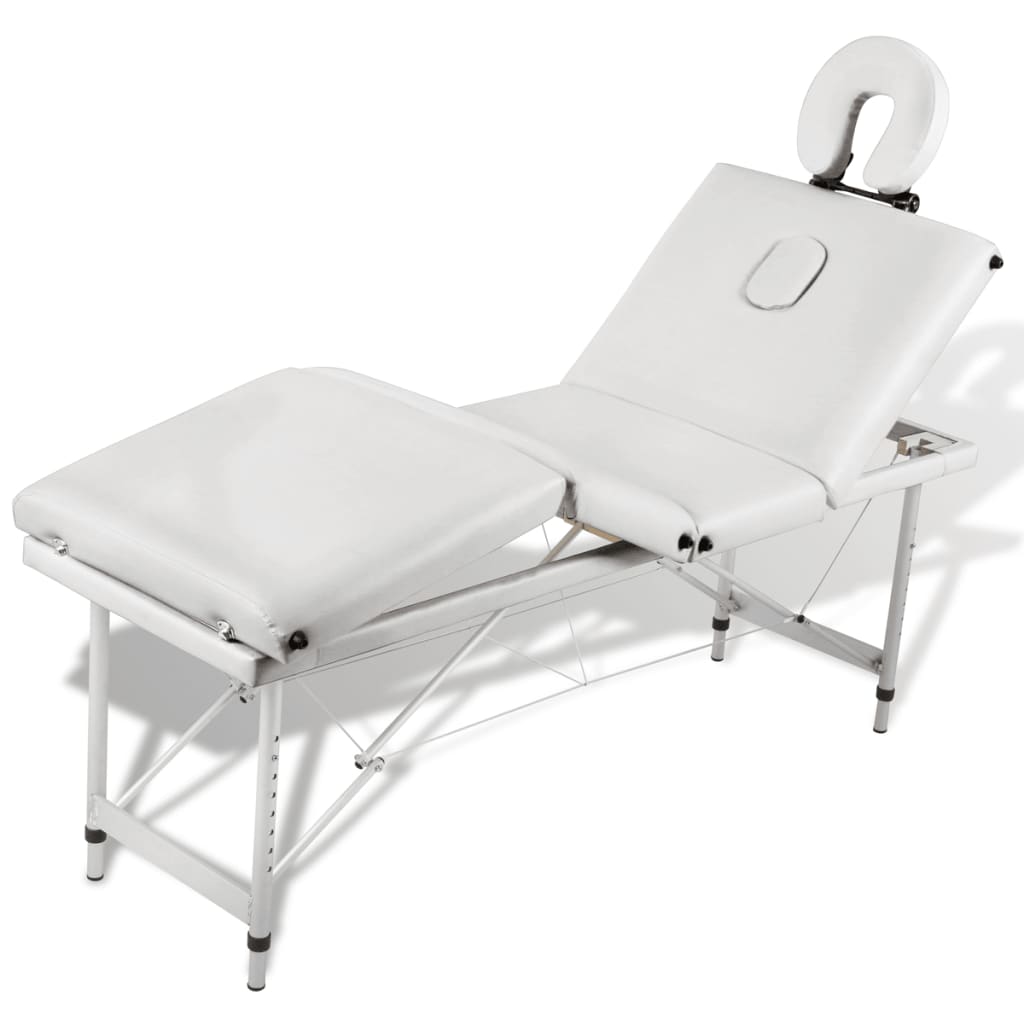 Massagetafel Inklapbaar Met Aluminium Frame (Vier Delen / ) Crèmewit