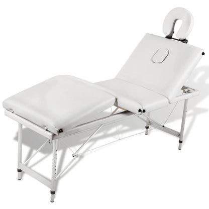 Massagetafel Inklapbaar Met Aluminium Frame (Vier Delen / ) Crèmewit