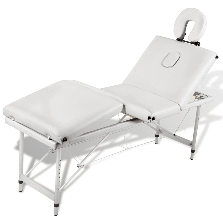 Massagetafel Inklapbaar Met Aluminium Frame (Vier Delen / ) Crèmewit