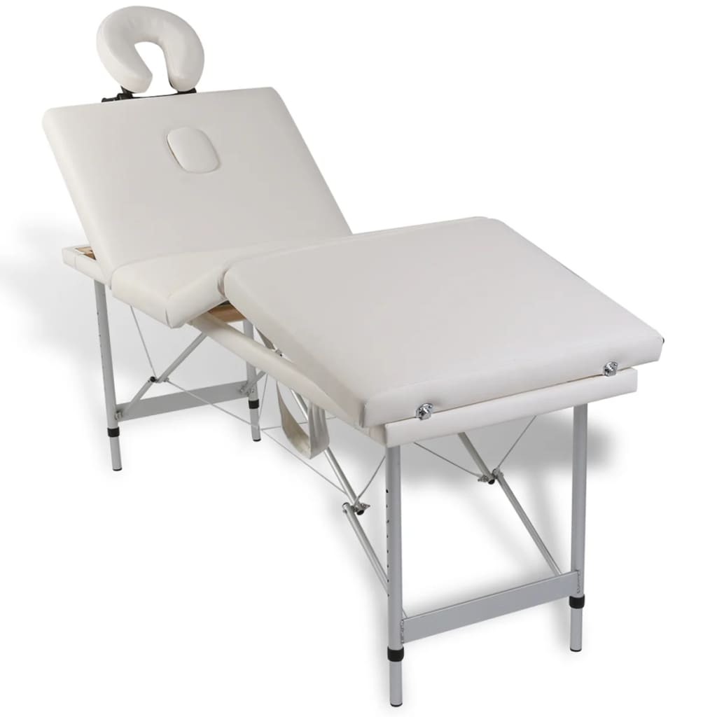 Massagetafel Inklapbaar Met Aluminium Frame (Vier Delen / ) Crèmewit