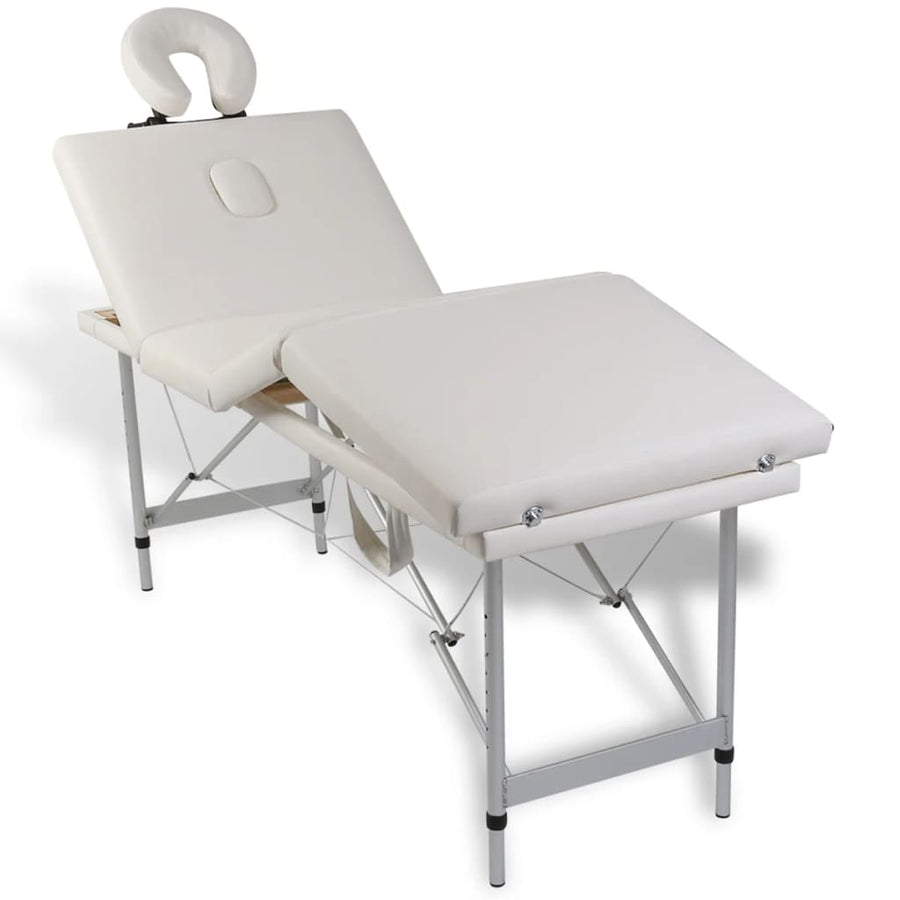 Massagetafel Inklapbaar Met Aluminium Frame (Vier Delen / ) Crèmewit