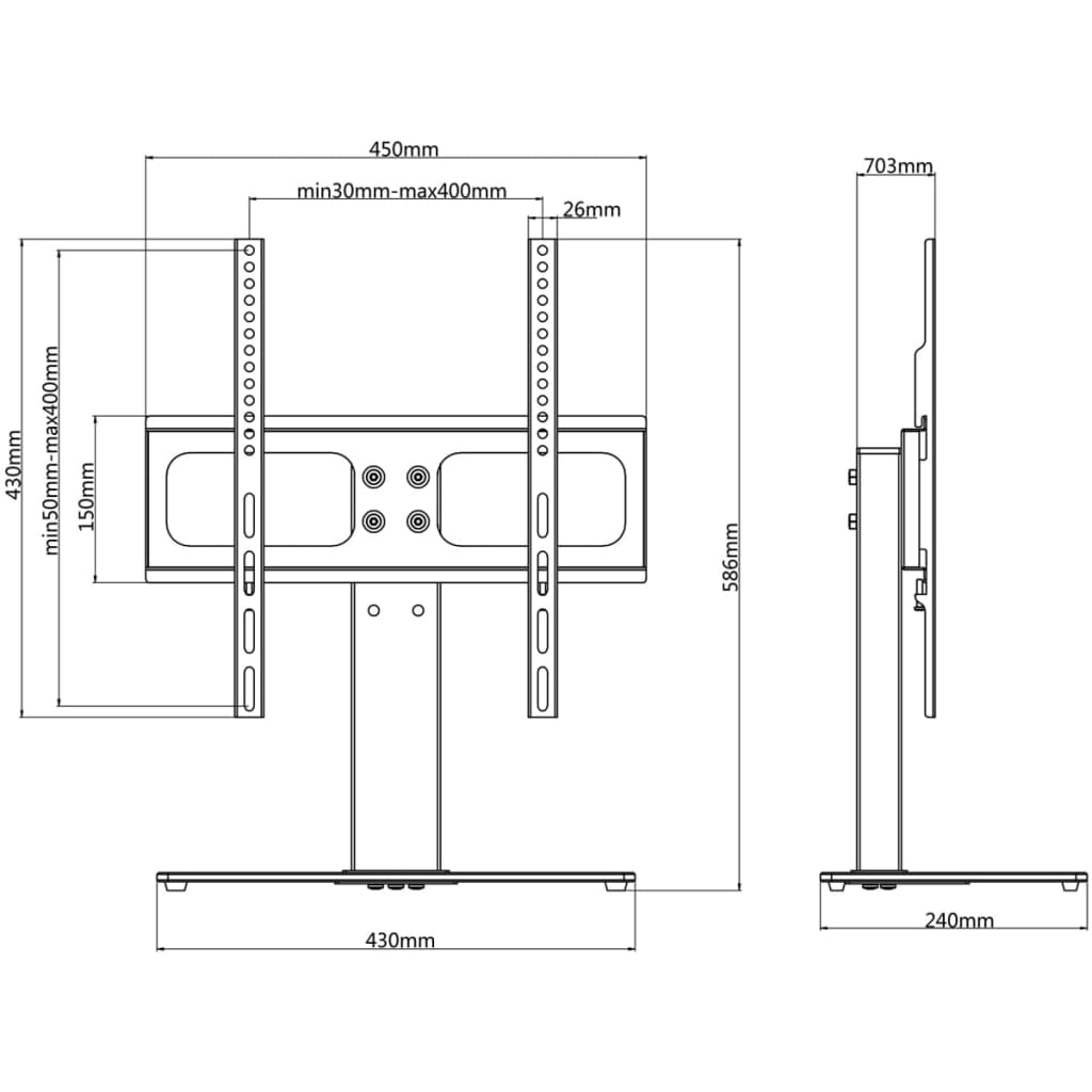 Tv-Beugel Met Basis 400X400 Mm 23" - 55" 1 400 x 400 mm Zwart