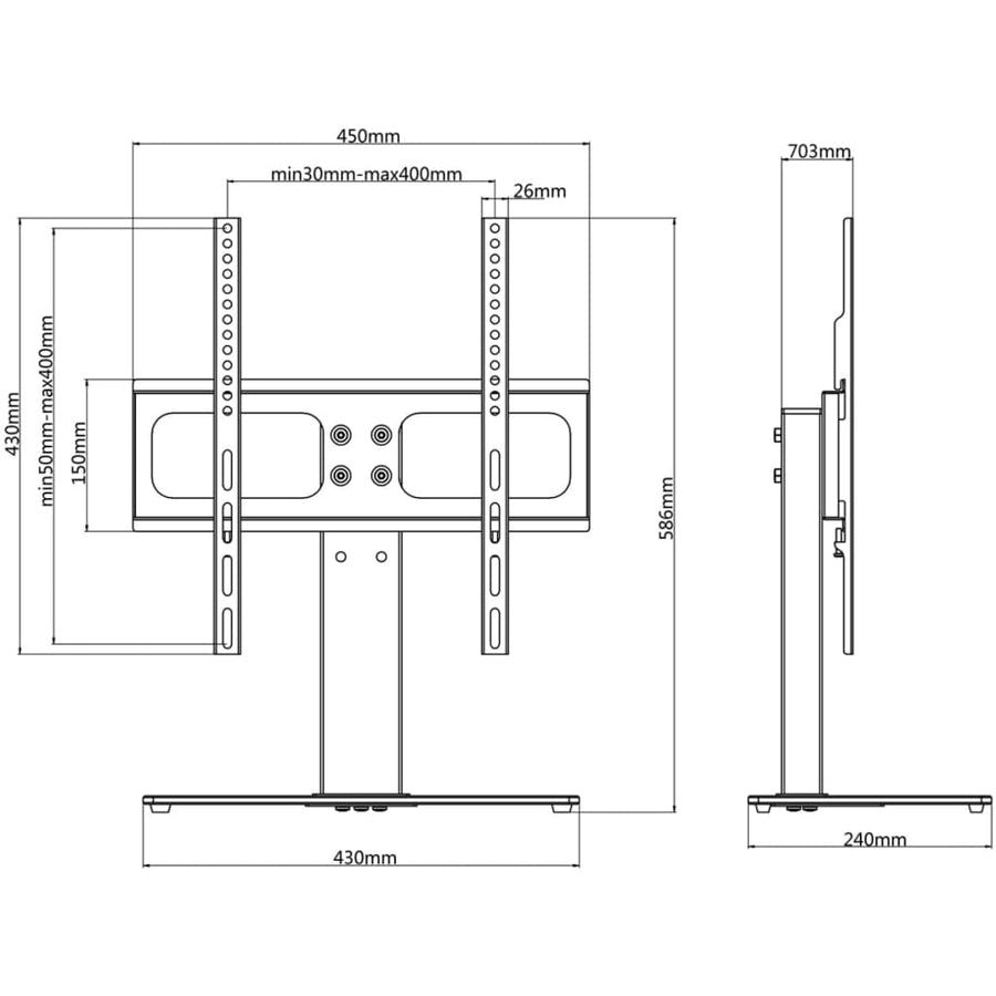 Tv-Beugel Met Basis 400X400 Mm 23" - 55" 1 400 x 400 mm Zwart