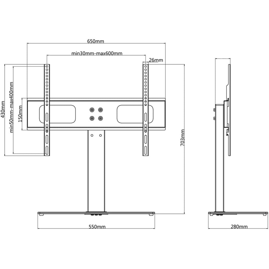 Tv-Beugel Met Basis 600X400 Mm 32"-70" 600 x 400 mm Met voet