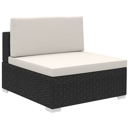 -Delige Loungeset Met Kussens Poly Rattan Zwart en wit