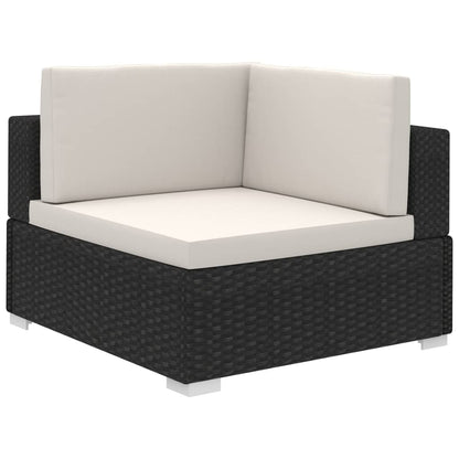 -Delige Loungeset Met Kussens Poly Rattan Zwart en wit