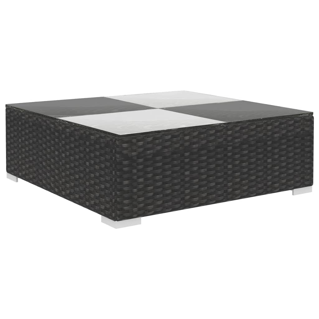 -Delige Loungeset Met Kussens Poly Rattan Zwart en wit