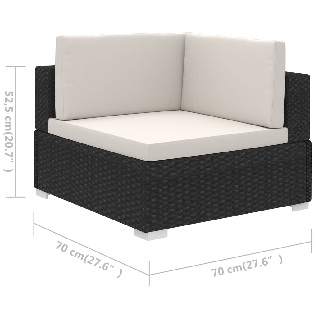 -Delige Loungeset Met Kussens Poly Rattan Zwart en wit