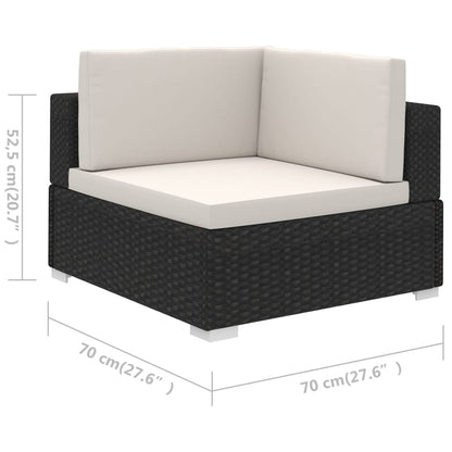 -Delige Loungeset Met Kussens Poly Rattan Zwart en wit