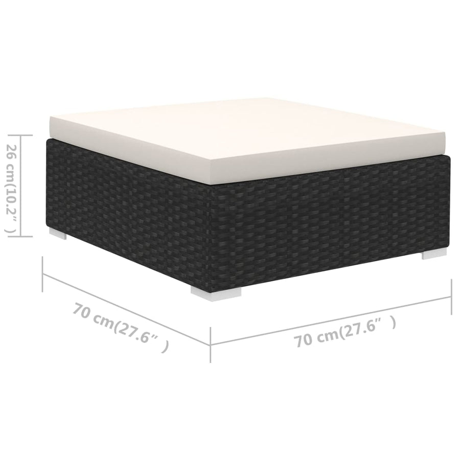 -Delige Loungeset Met Kussens Poly Rattan Zwart en wit
