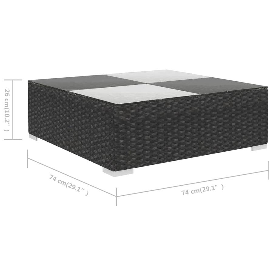 -Delige Loungeset Met Kussens Poly Rattan Zwart en wit