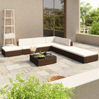 -Delige Loungeset Met Kussens Poly Rattan Bruin