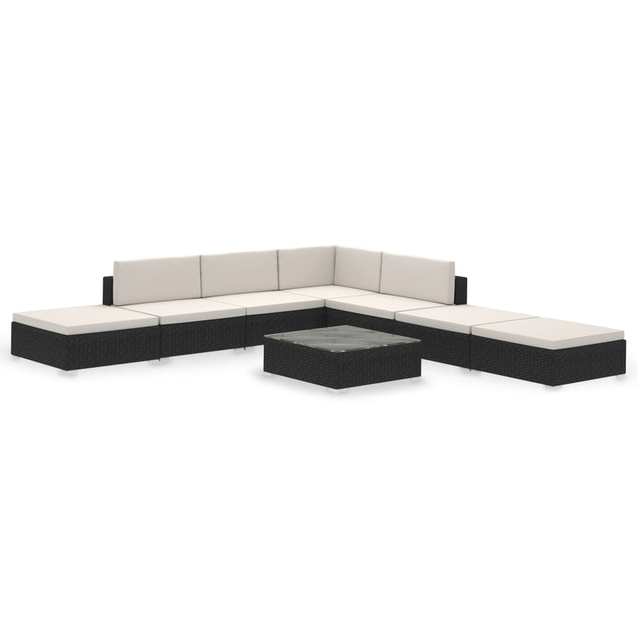 -Delige Loungeset Met Kussens Poly Rattan Zwart
