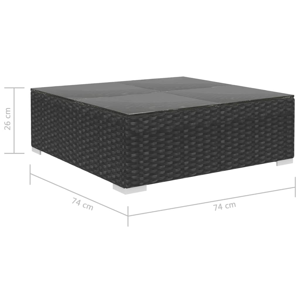 -Delige Loungeset Met Kussens Poly Rattan Zwart