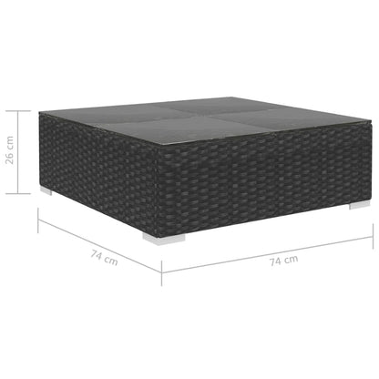 -Delige Loungeset Met Kussens Poly Rattan Zwart