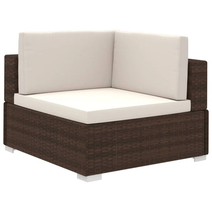 -Delige Loungeset Met Kussens Poly Rattan Bruin