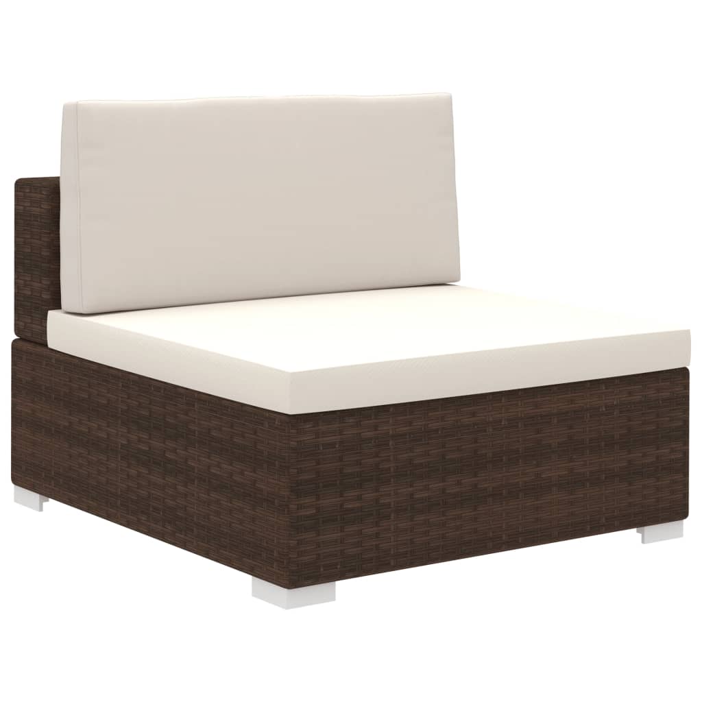 -Delige Loungeset Met Kussens Poly Rattan Bruin