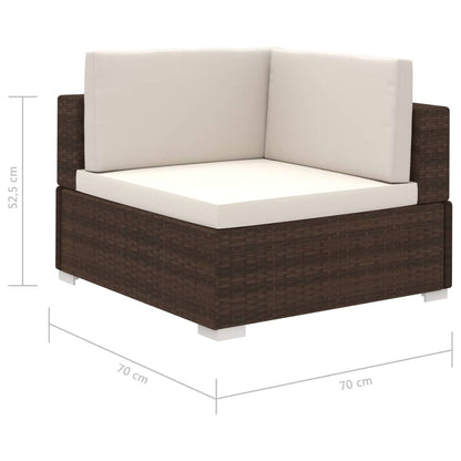 -Delige Loungeset Met Kussens Poly Rattan Bruin