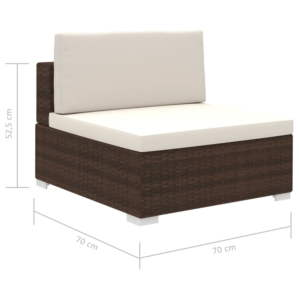 -Delige Loungeset Met Kussens Poly Rattan Bruin