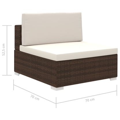 -Delige Loungeset Met Kussens Poly Rattan Bruin