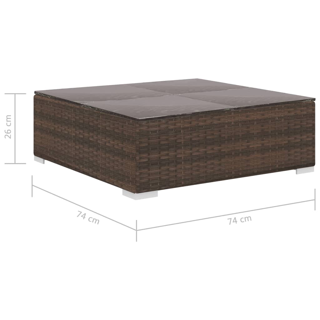 -Delige Loungeset Met Kussens Poly Rattan Bruin