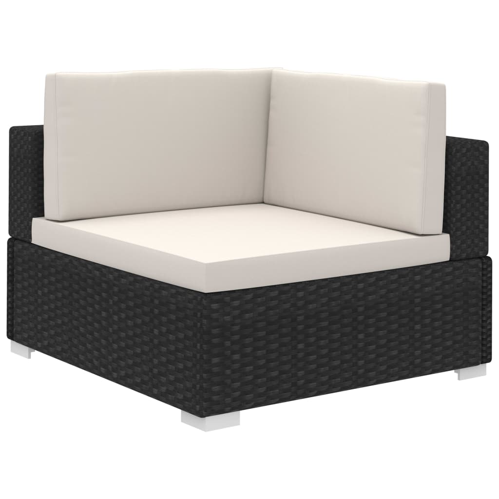 -Delige Loungeset Met Kussens Poly Rattan Zwart