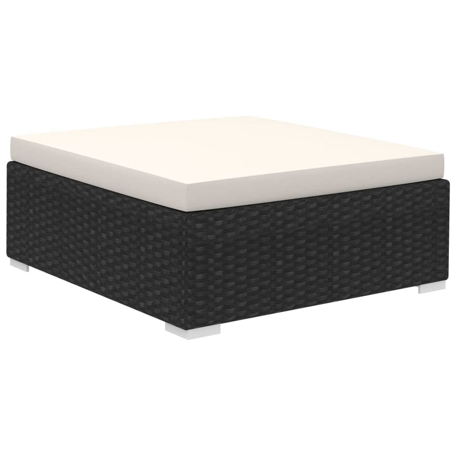 -Delige Loungeset Met Kussens Poly Rattan Zwart