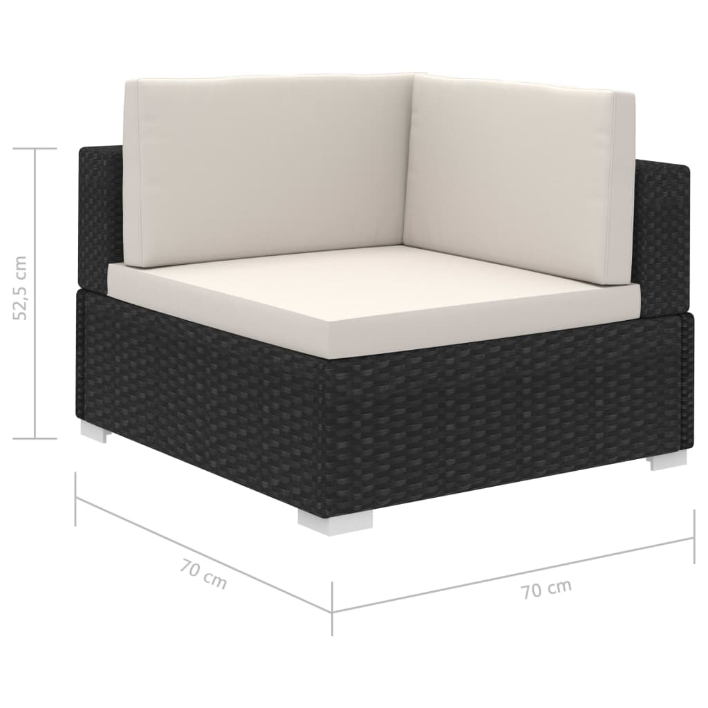 -Delige Loungeset Met Kussens Poly Rattan Zwart