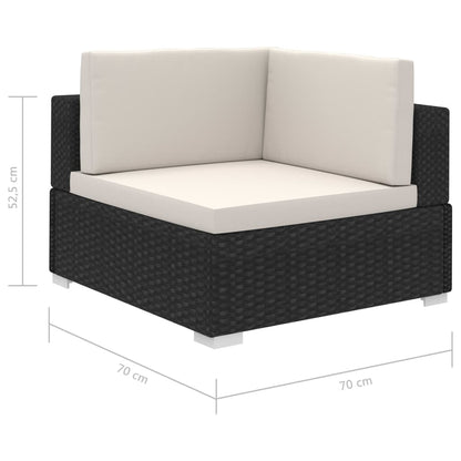 -Delige Loungeset Met Kussens Poly Rattan Zwart