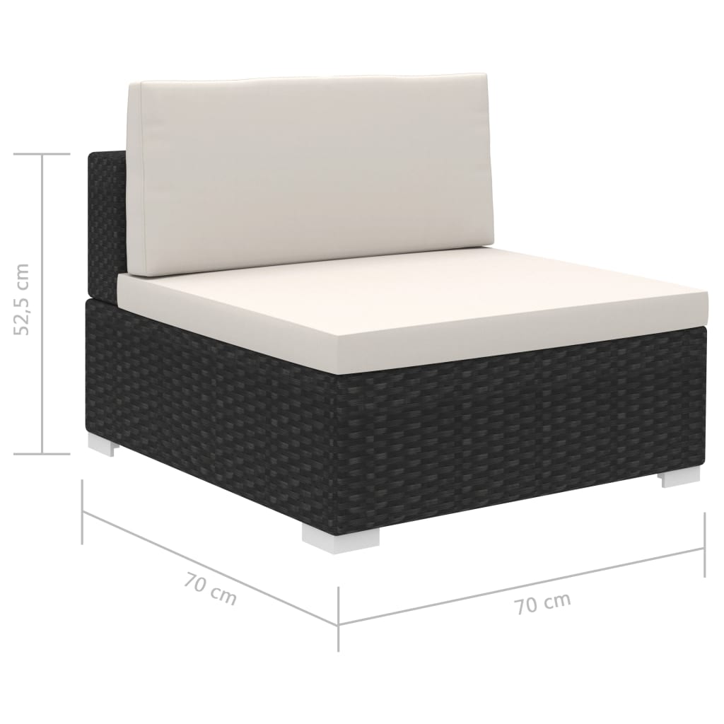 -Delige Loungeset Met Kussens Poly Rattan Zwart