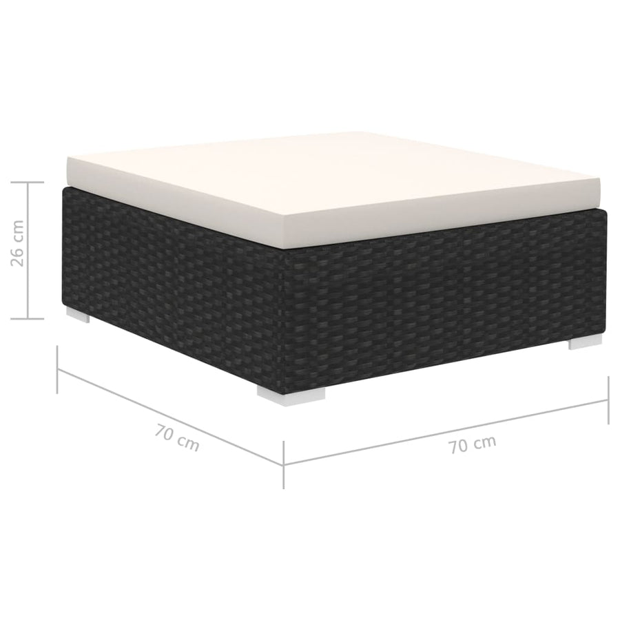 -Delige Loungeset Met Kussens Poly Rattan Zwart