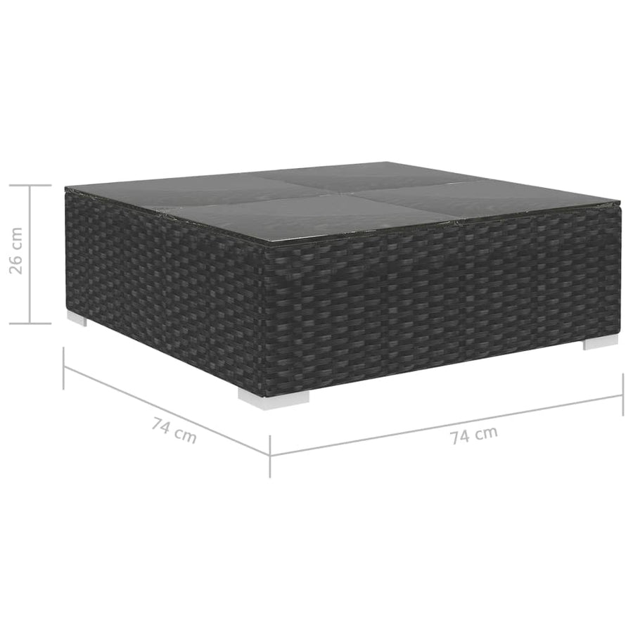 -Delige Loungeset Met Kussens Poly Rattan Zwart