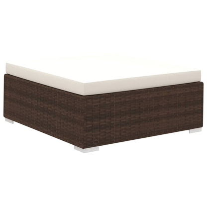 -Delige Loungeset Met Kussens Poly Rattan Bruin