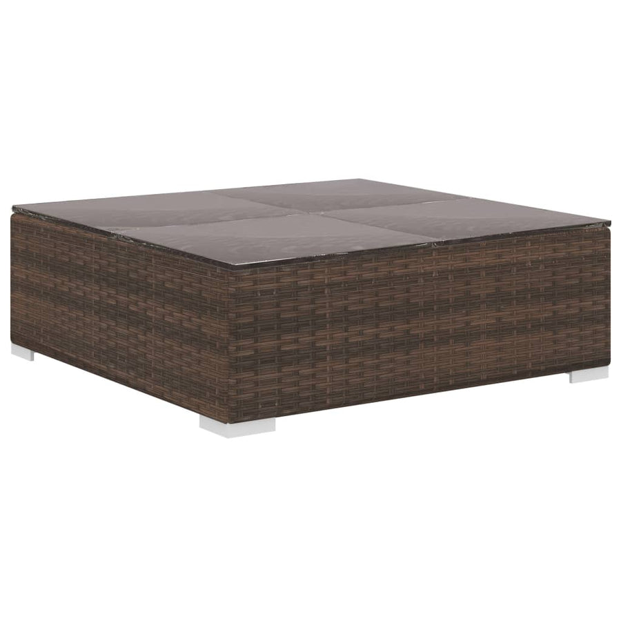 -Delige Loungeset Met Kussens Poly Rattan Bruin