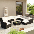 -Delige Loungeset Met Kussens Poly Rattan Zwart