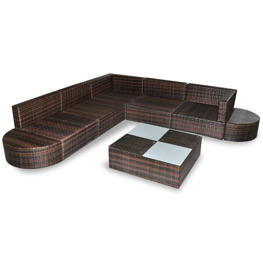-Delige Loungeset Met Kussens Poly Rattan Bruin