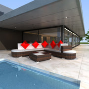Loungeset poly rattan 8-delig bruin