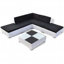 -Delige Loungeset Met Kussens Poly Rattan Wit en zwart