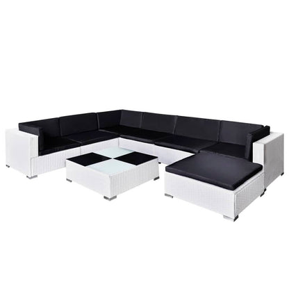-Delige Loungeset Met Kussens Poly Rattan Wit