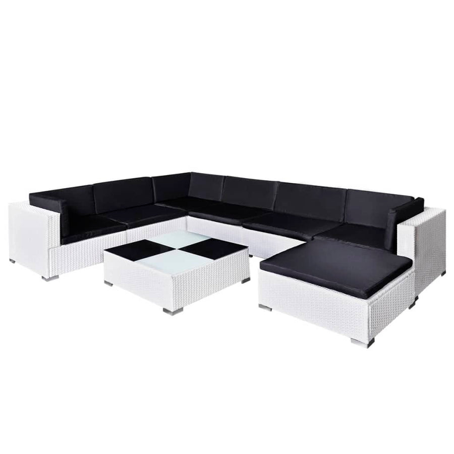 -Delige Loungeset Met Kussens Poly Rattan Wit