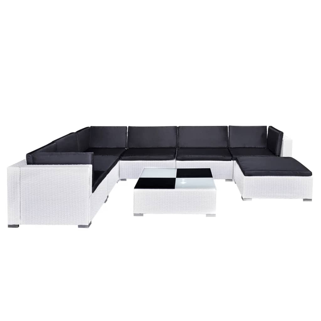 -Delige Loungeset Met Kussens Poly Rattan Wit
