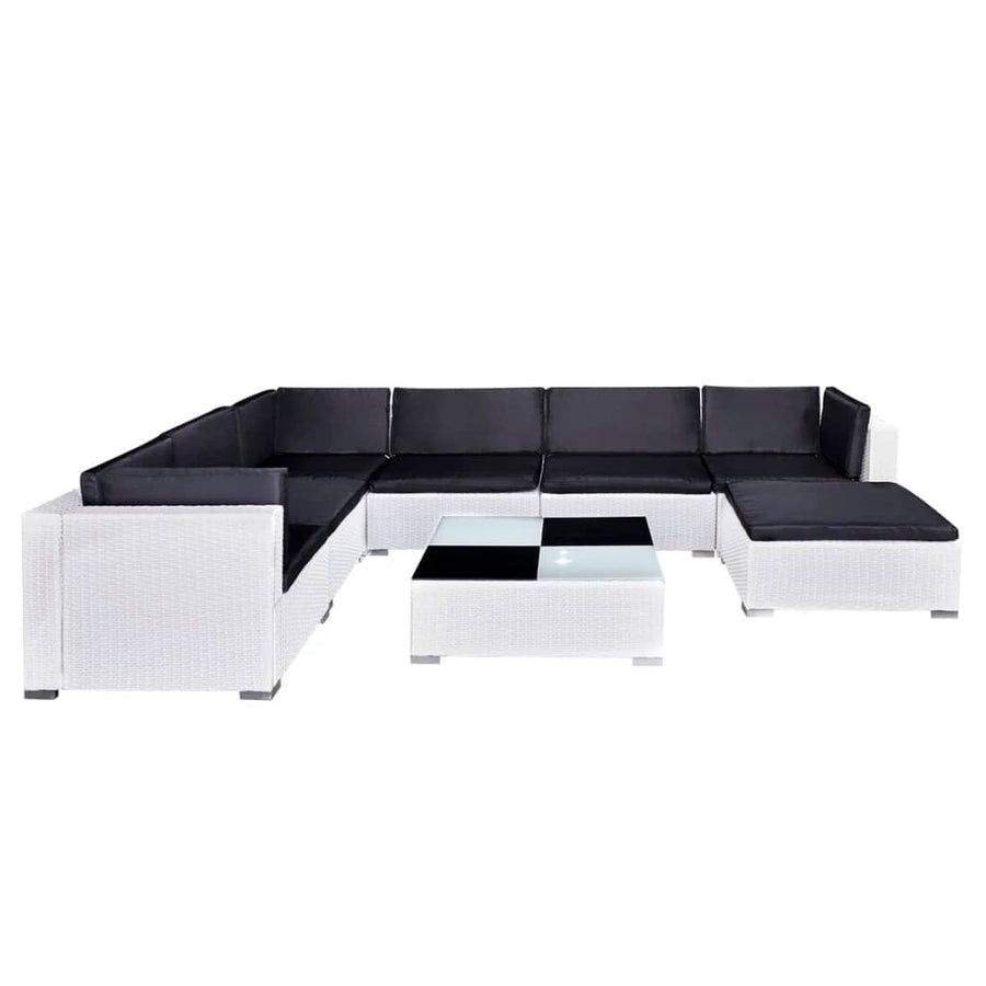 -Delige Loungeset Met Kussens Poly Rattan Wit
